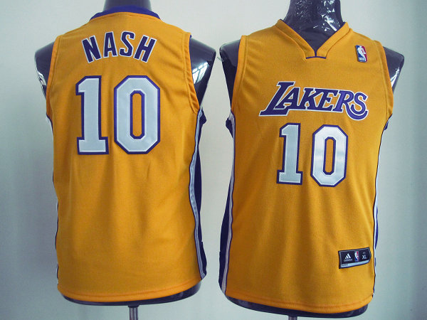 NBA Kids Los Angeles Lakers 10 Steve Nash Authentic Yellow Youth Jersey